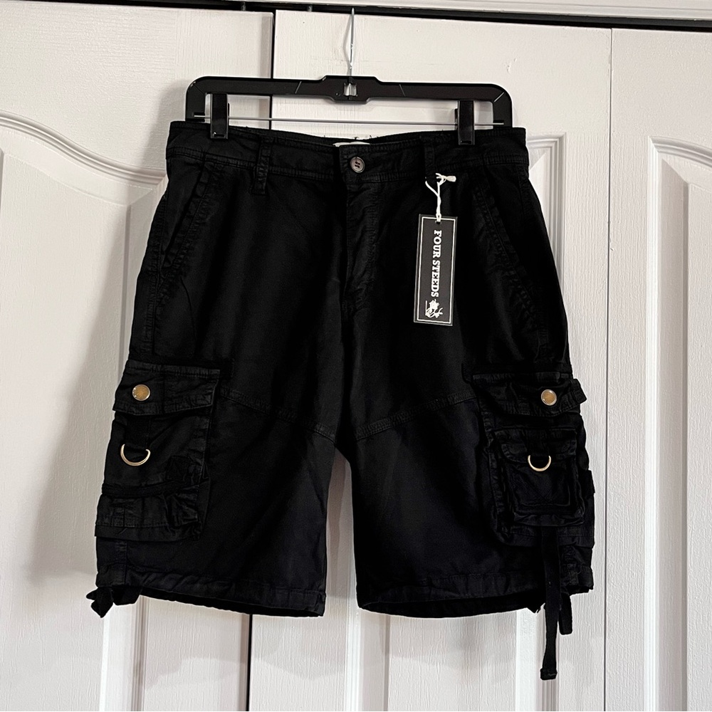 Four Steeds Black Cargo Shorts 6
